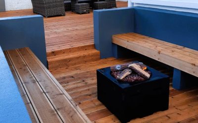 Kimmage decking project with fire pit feature