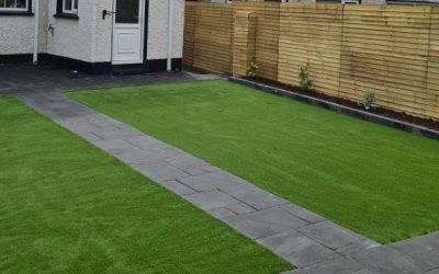 Garden redesign with artificial grass and fence cladding in Tallaght